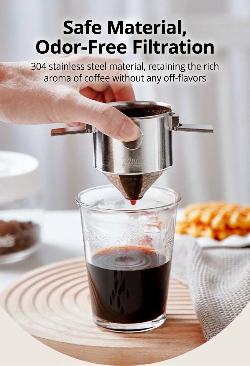 BinCo Portable Stainless Steel Foldable Coffee Dripper Filter