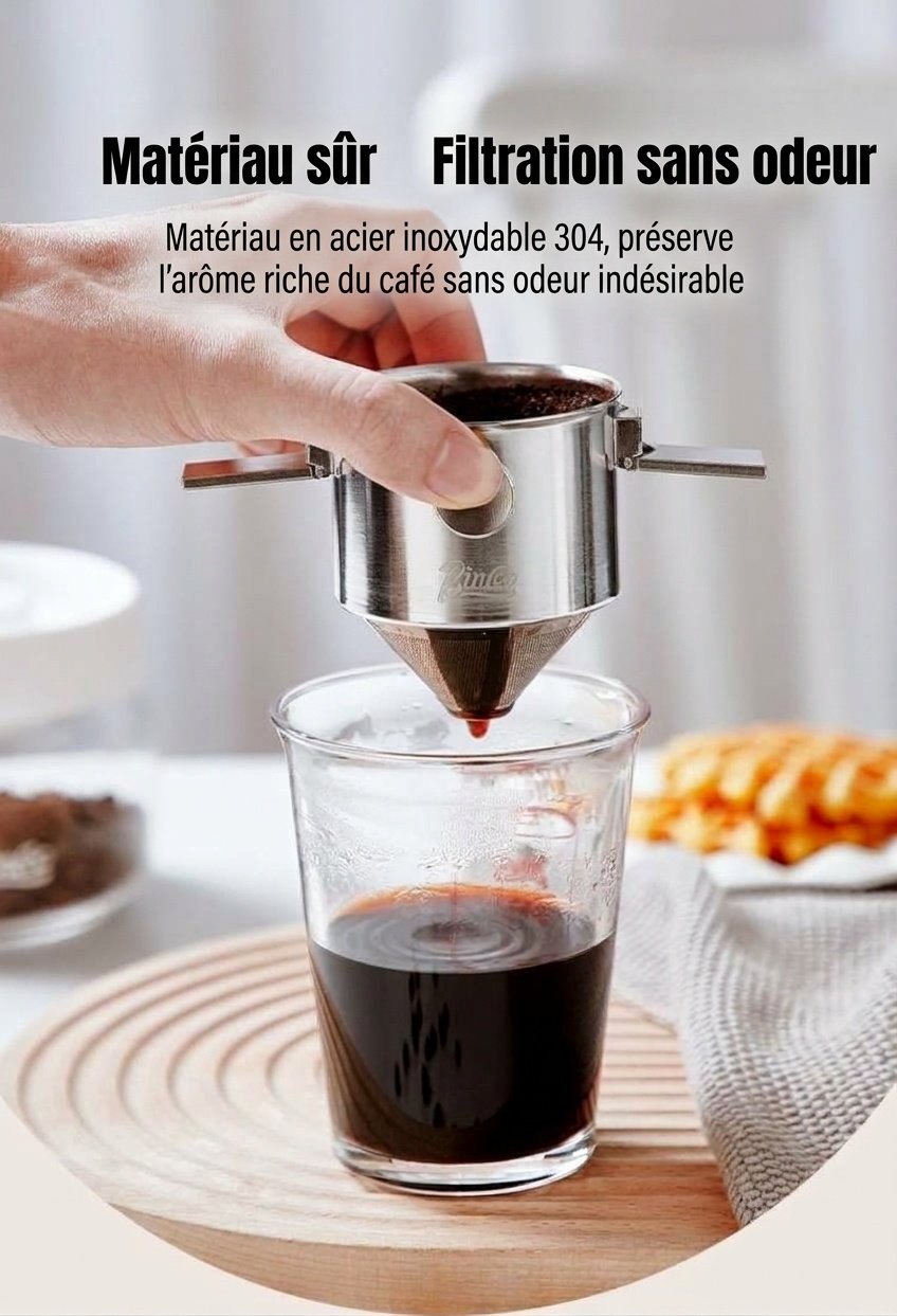 Filtre à café pliable portable en acier inoxydable BinCo
