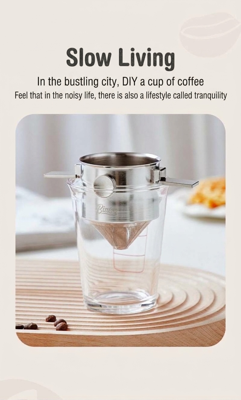 BinCo Portable Stainless Steel Foldable Coffee Dripper Filter