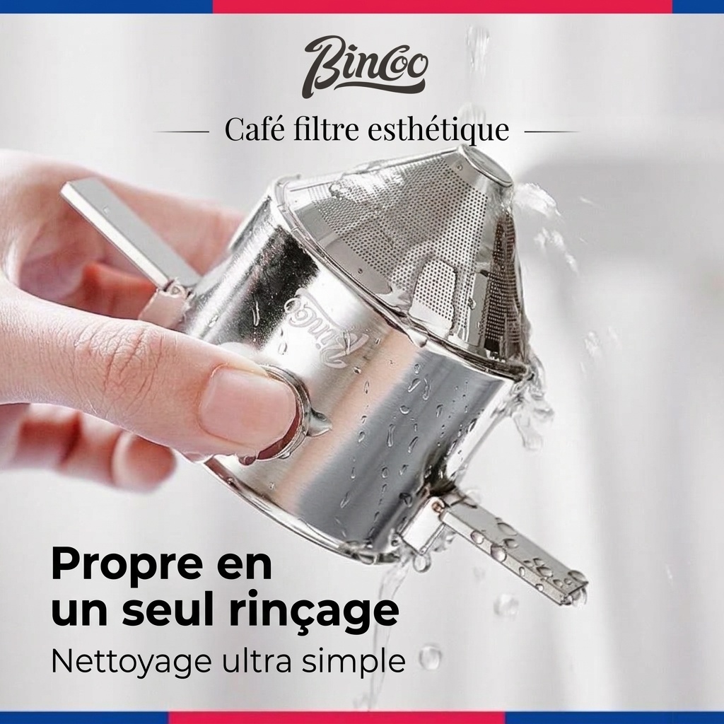 Filtre à café pliable portable en acier inoxydable BinCo