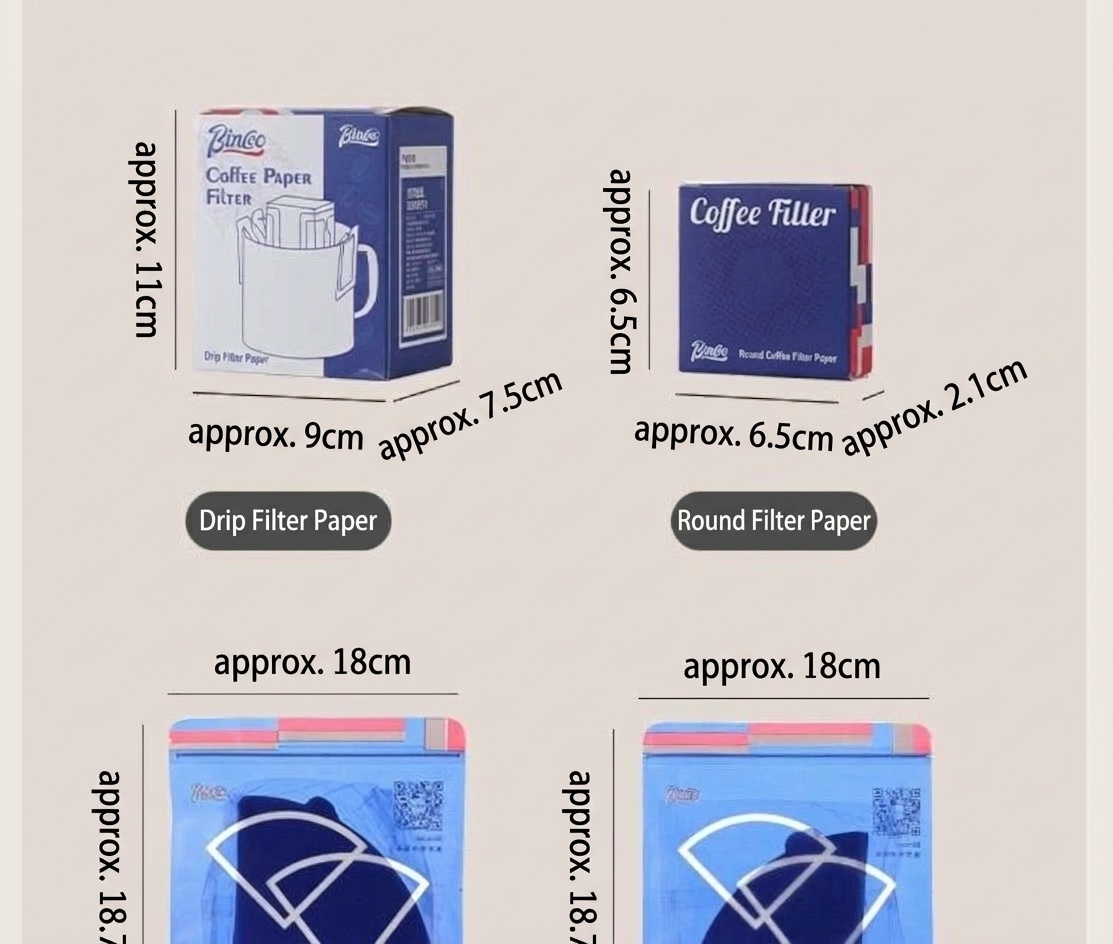 Bincoo Premium Coffee Filters - V-Shape, Bowl, Round & Drip Bag