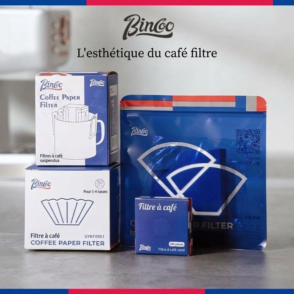 Filtres à café Bincoo Premium - Forme en V, bol, rond et sachet égouttoir