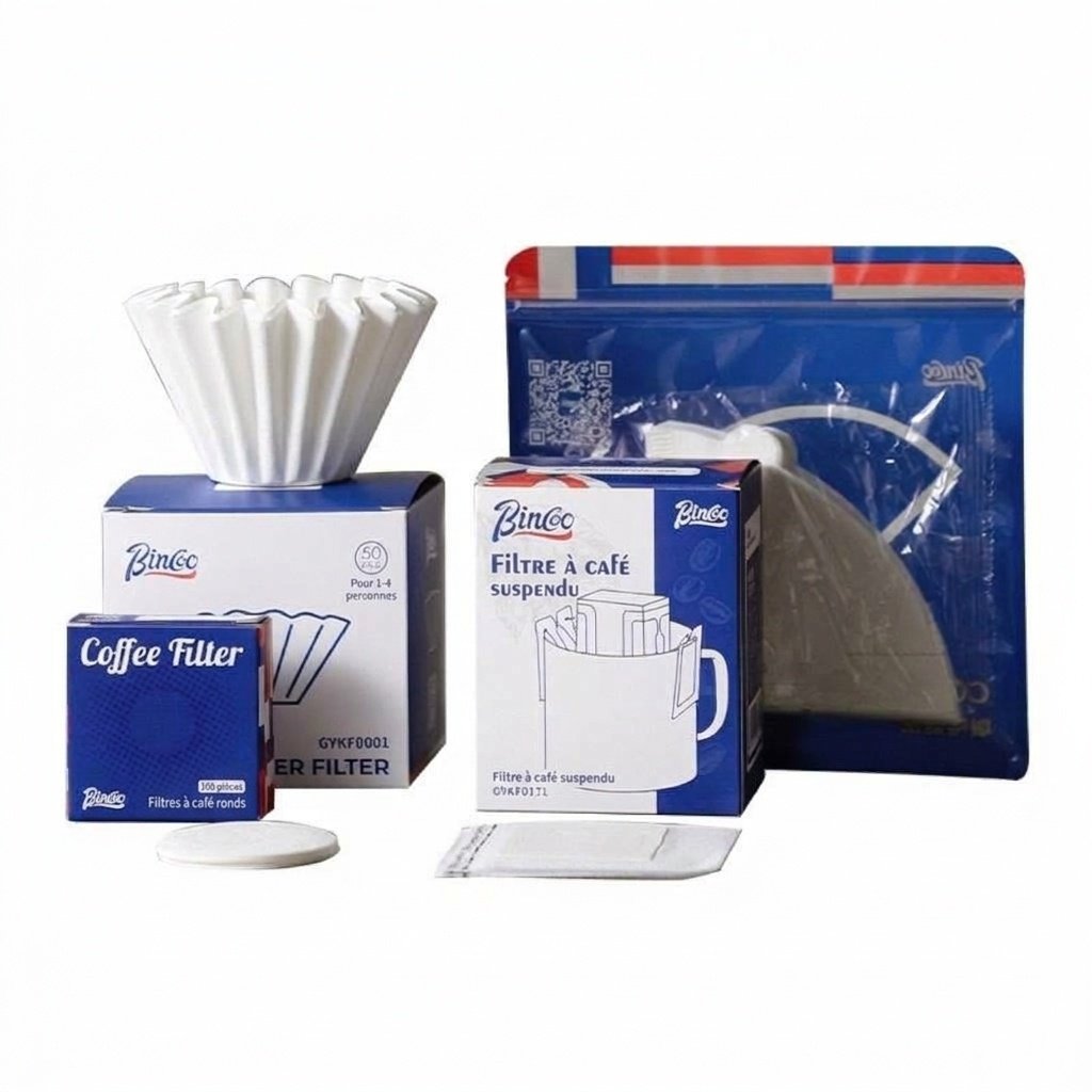 Filtres à café Bincoo Premium - Forme en V, bol, rond et sachet égouttoir