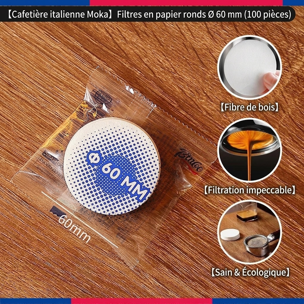 Filtres à café Bincoo Premium - Forme en V, bol, rond et sachet égouttoir