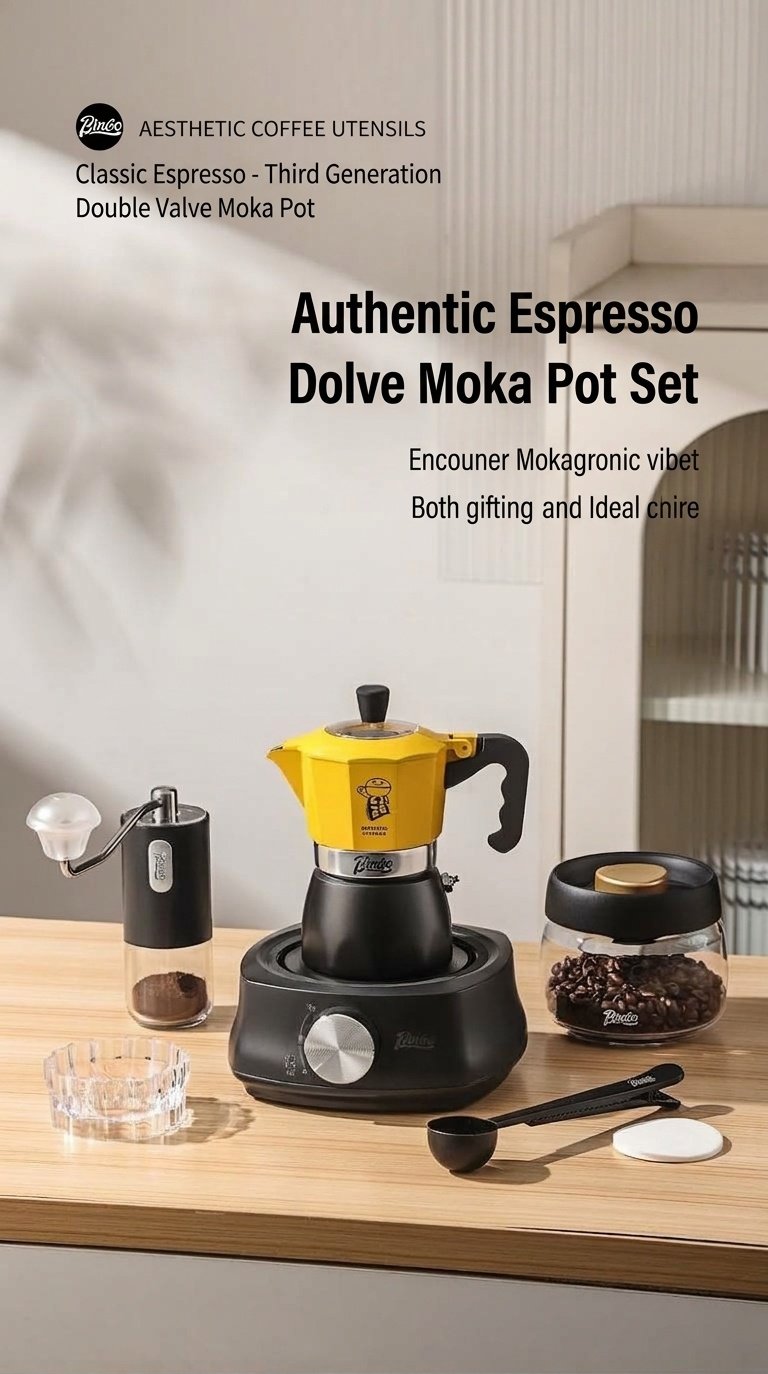 Bincoo Electric Moka Pot Coffee Maker with Heating Base