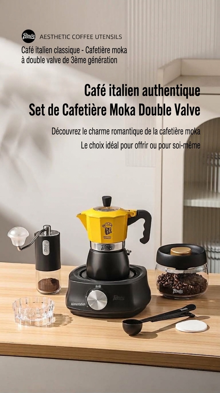 Cafetière électrique Bincoo Moka avec base chauffante