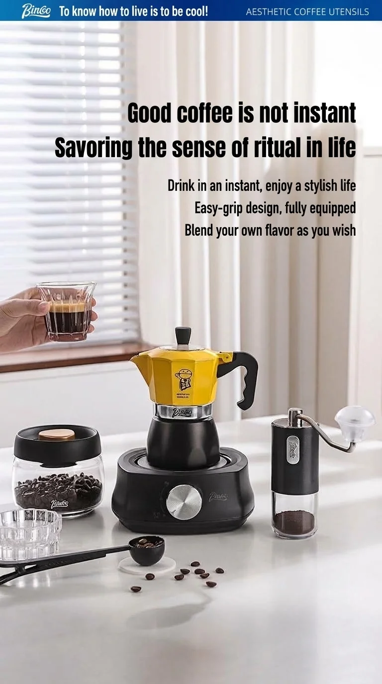 Bincoo Electric Moka Pot Coffee Maker with Heating Base