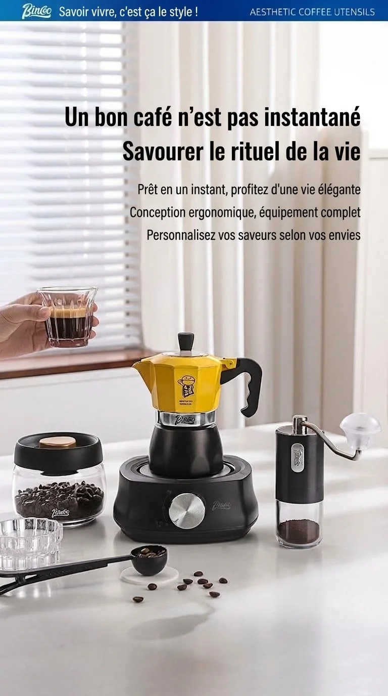 Cafetière électrique Bincoo Moka avec base chauffante