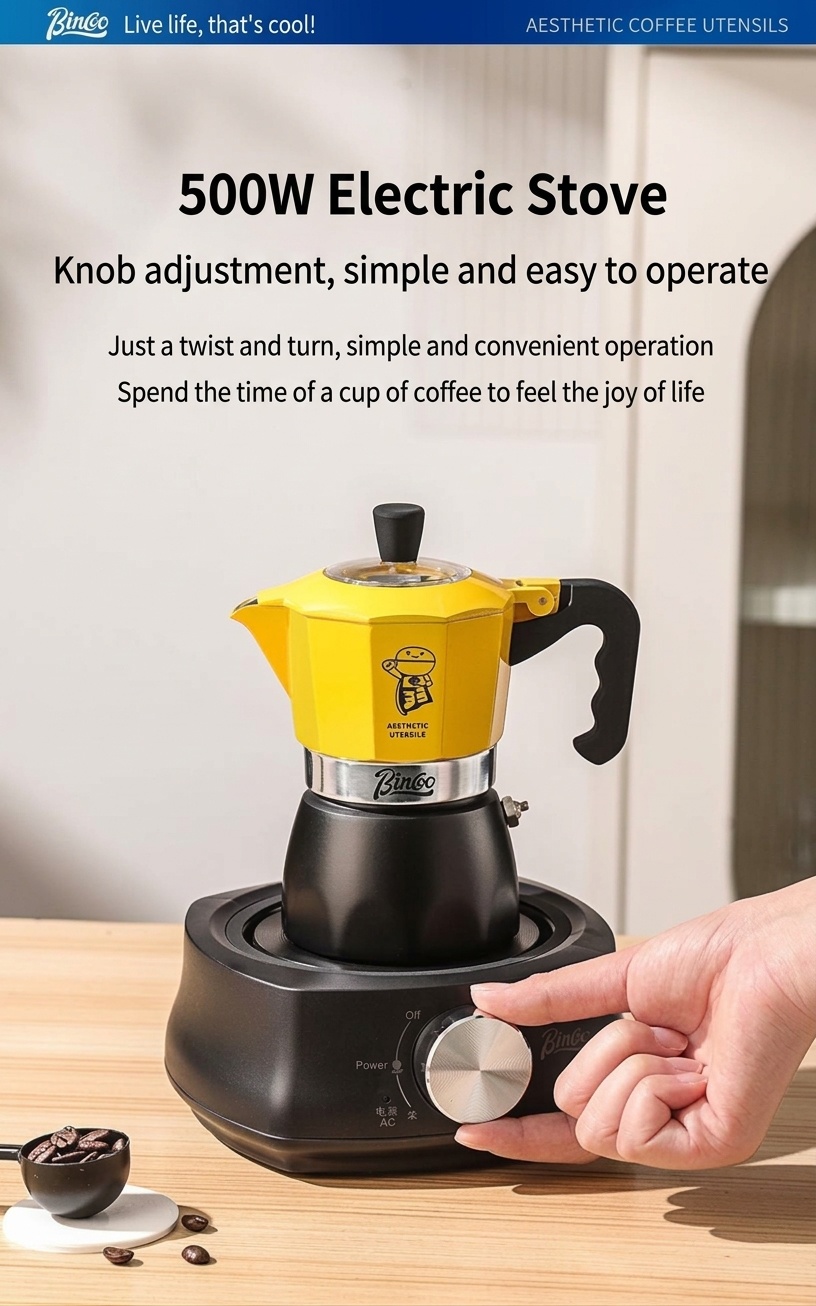 Bincoo Electric Moka Pot Coffee Maker with Heating Base