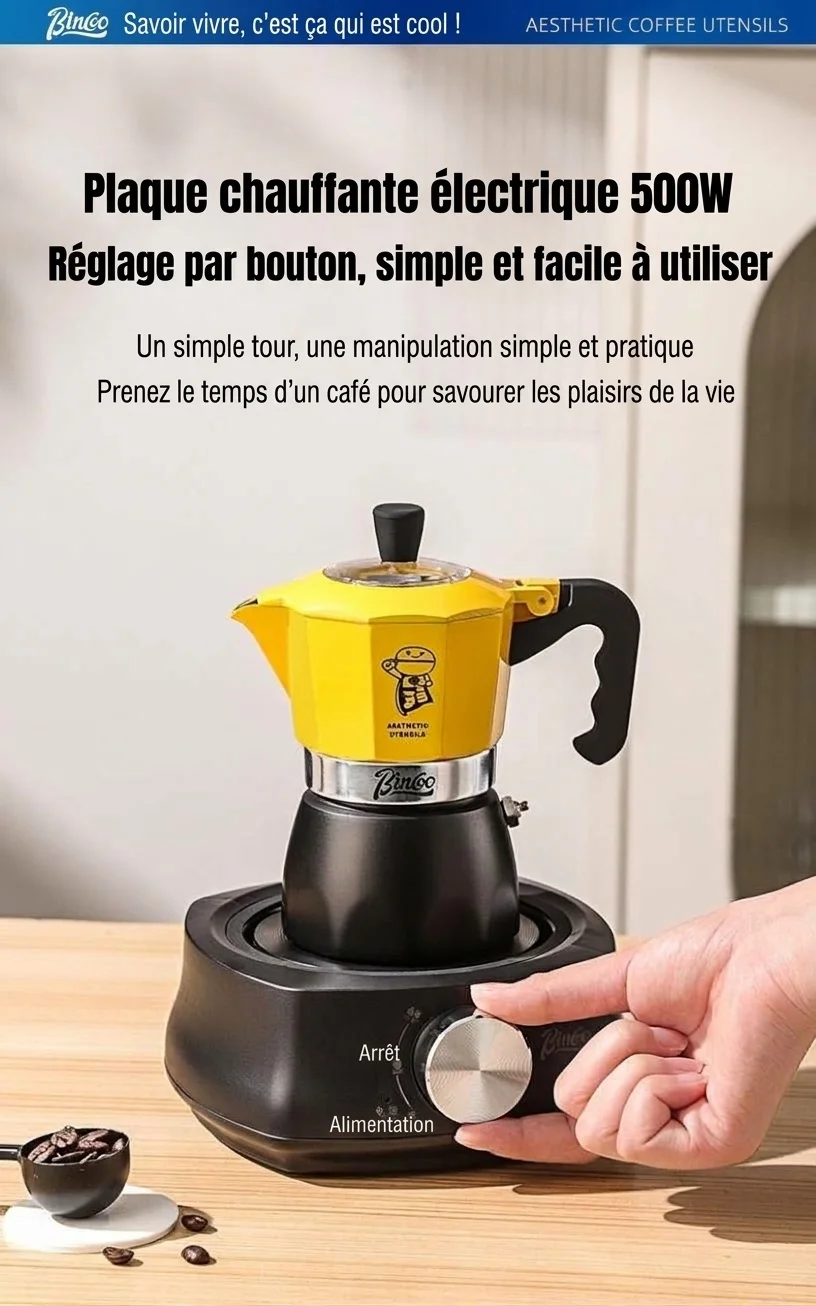 Cafetière électrique Bincoo Moka avec base chauffante