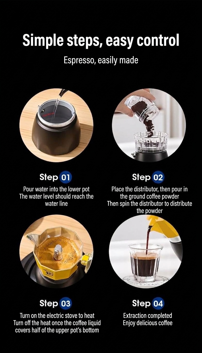 Bincoo Electric Moka Pot Coffee Maker with Heating Base