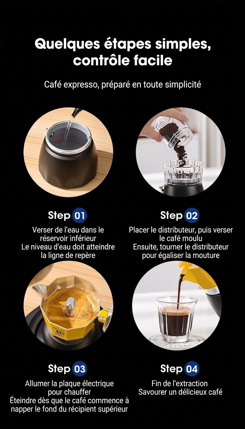 Cafetière électrique Bincoo Moka avec base chauffante