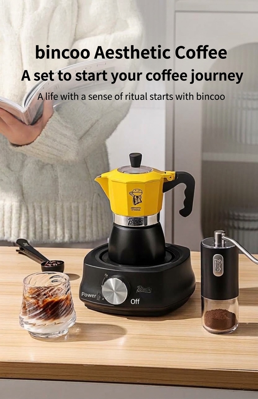 Bincoo Electric Moka Pot Coffee Maker with Heating Base