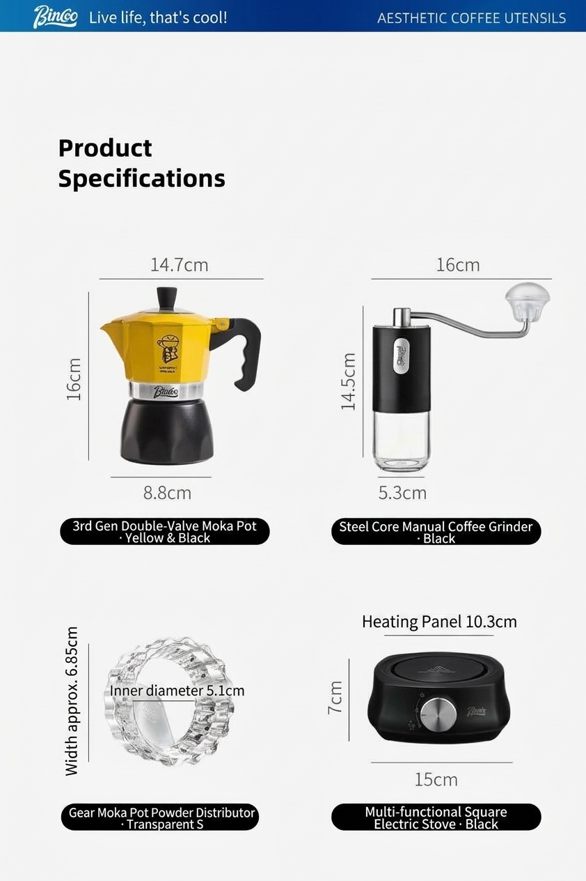 Bincoo Electric Moka Pot Coffee Maker with Heating Base