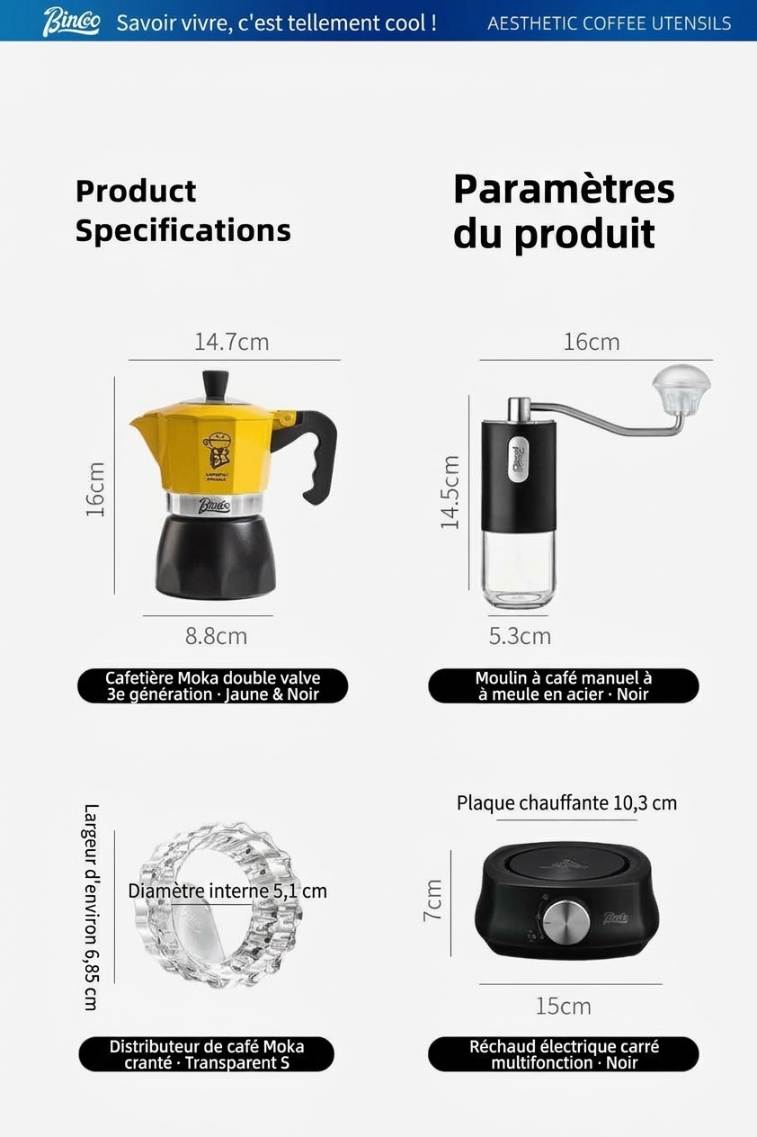 Cafetière électrique Bincoo Moka avec base chauffante