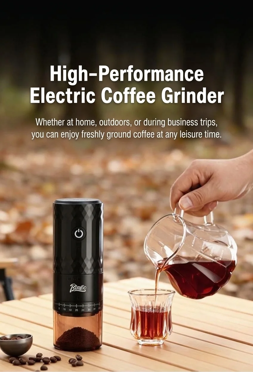 BinCo Portable Electric Coffee Grinder - Ceramic/Steel Burr