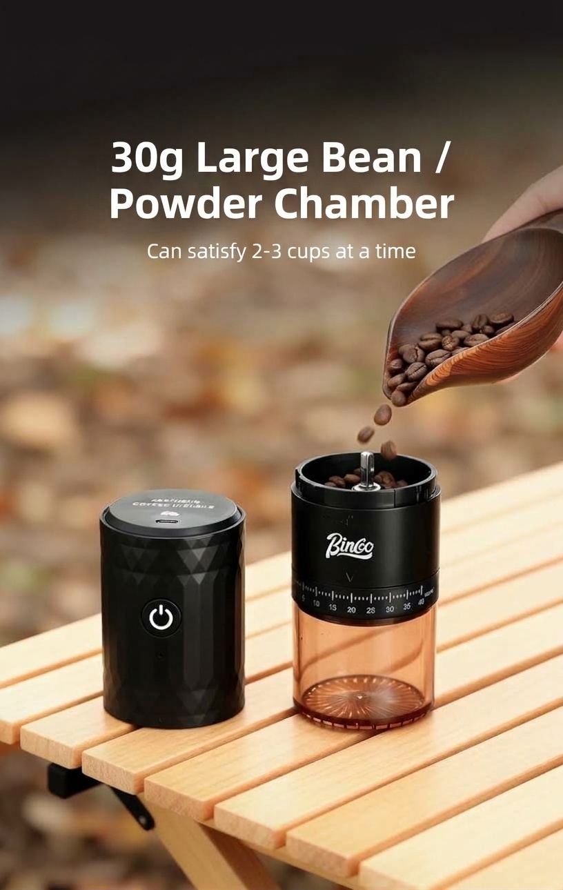 BinCo Portable Electric Coffee Grinder - Ceramic/Steel Burr