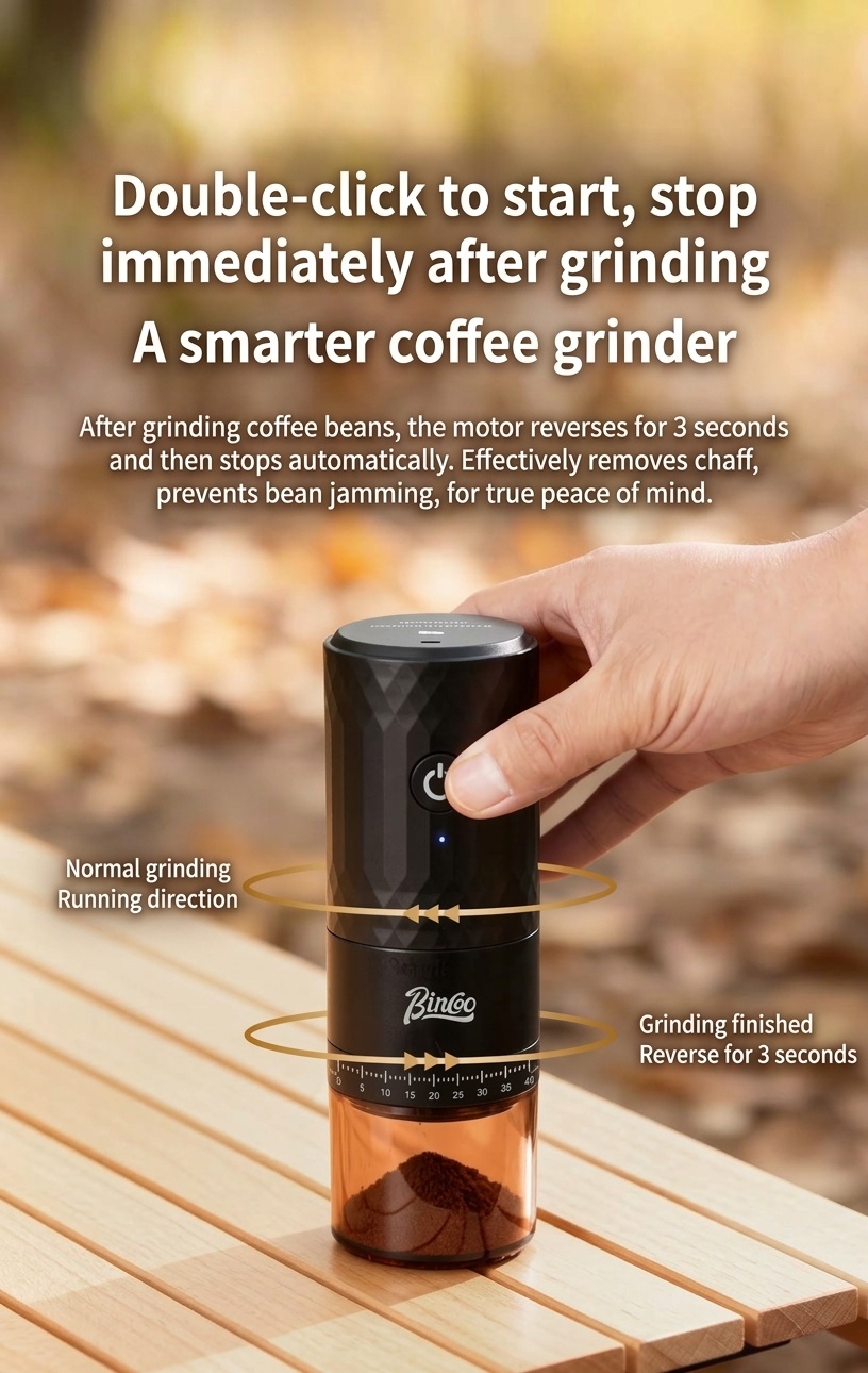 BinCo Portable Electric Coffee Grinder - Ceramic/Steel Burr