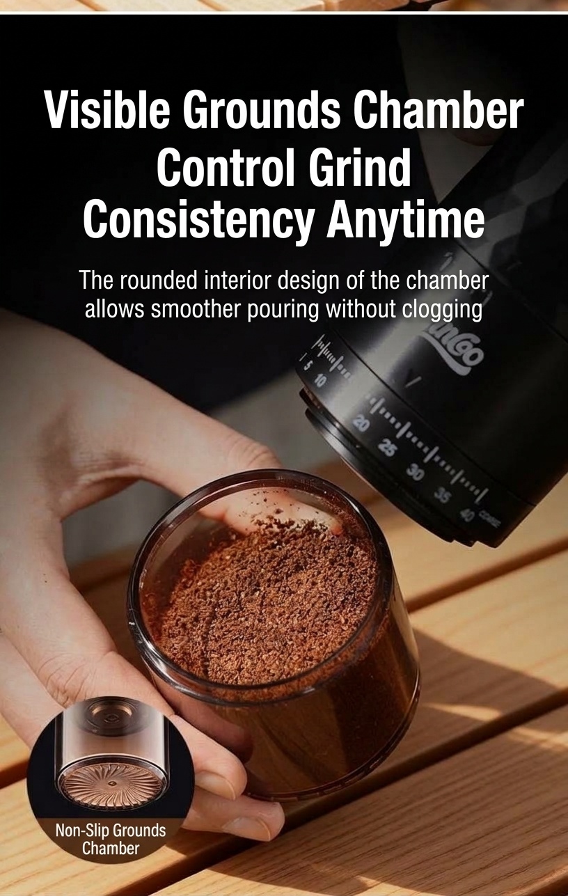 BinCo Portable Electric Coffee Grinder - Ceramic/Steel Burr