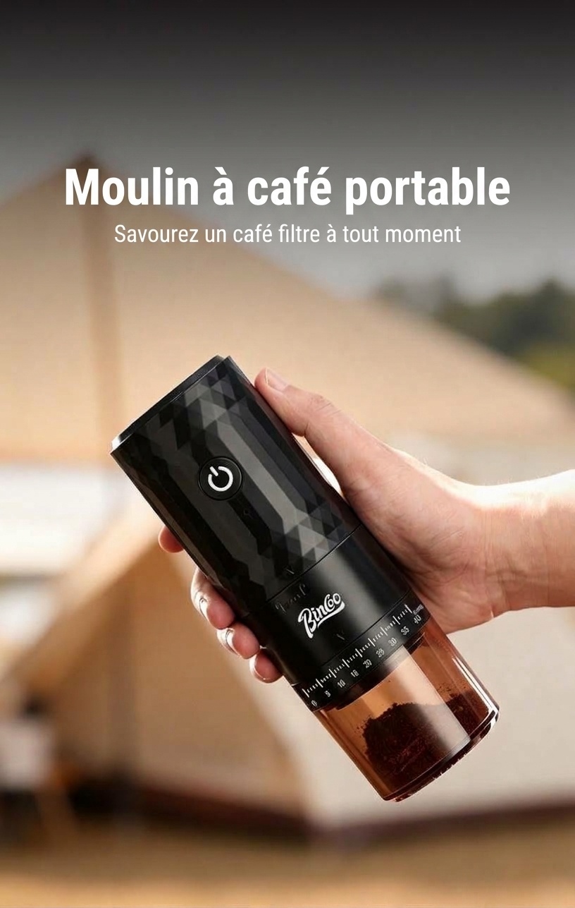 Moulin à café électrique portable BinCo - Meules en céramique/acier