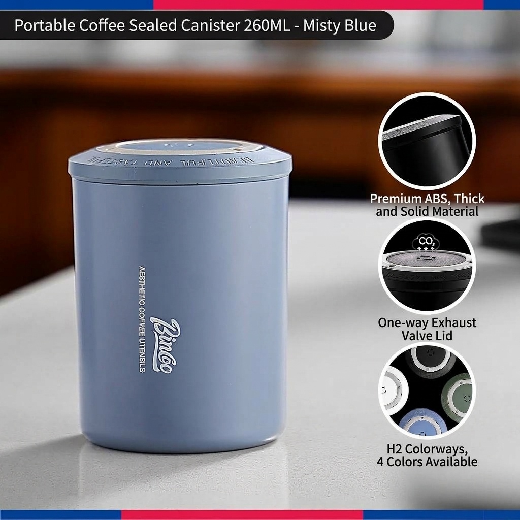 BinCoo Portable Coffee Bean Storage Canister with One-Way Valve