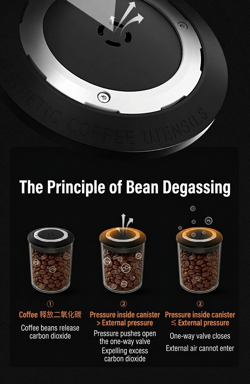 BinCoo Portable Coffee Bean Storage Canister with One-Way Valve