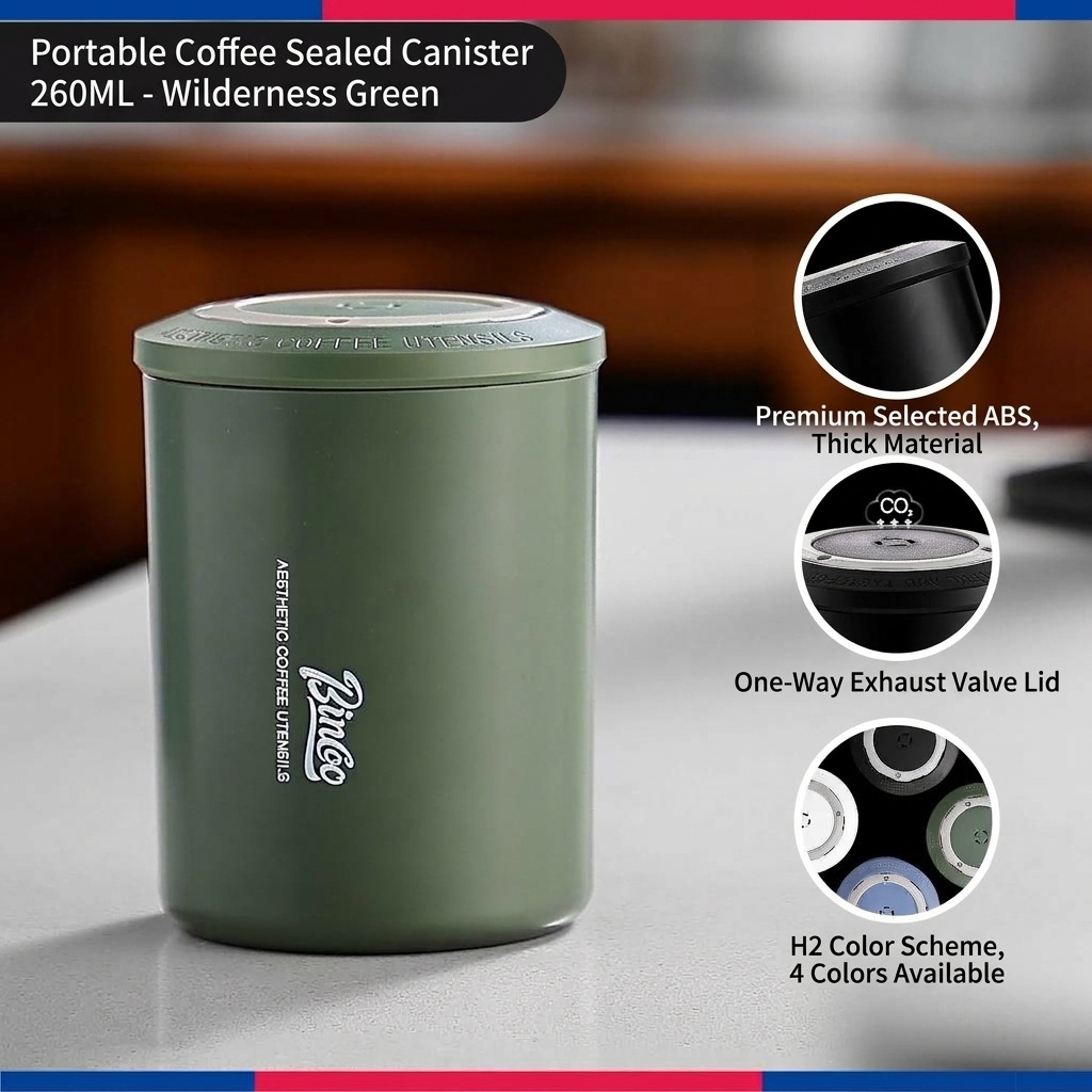 BinCoo Portable Coffee Bean Storage Canister with One-Way Valve