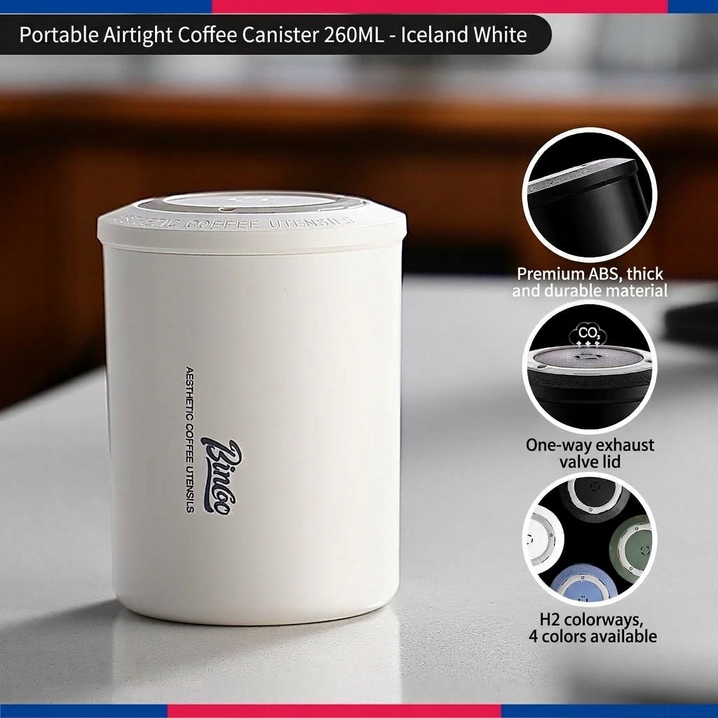 BinCoo Portable Coffee Bean Storage Canister with One-Way Valve