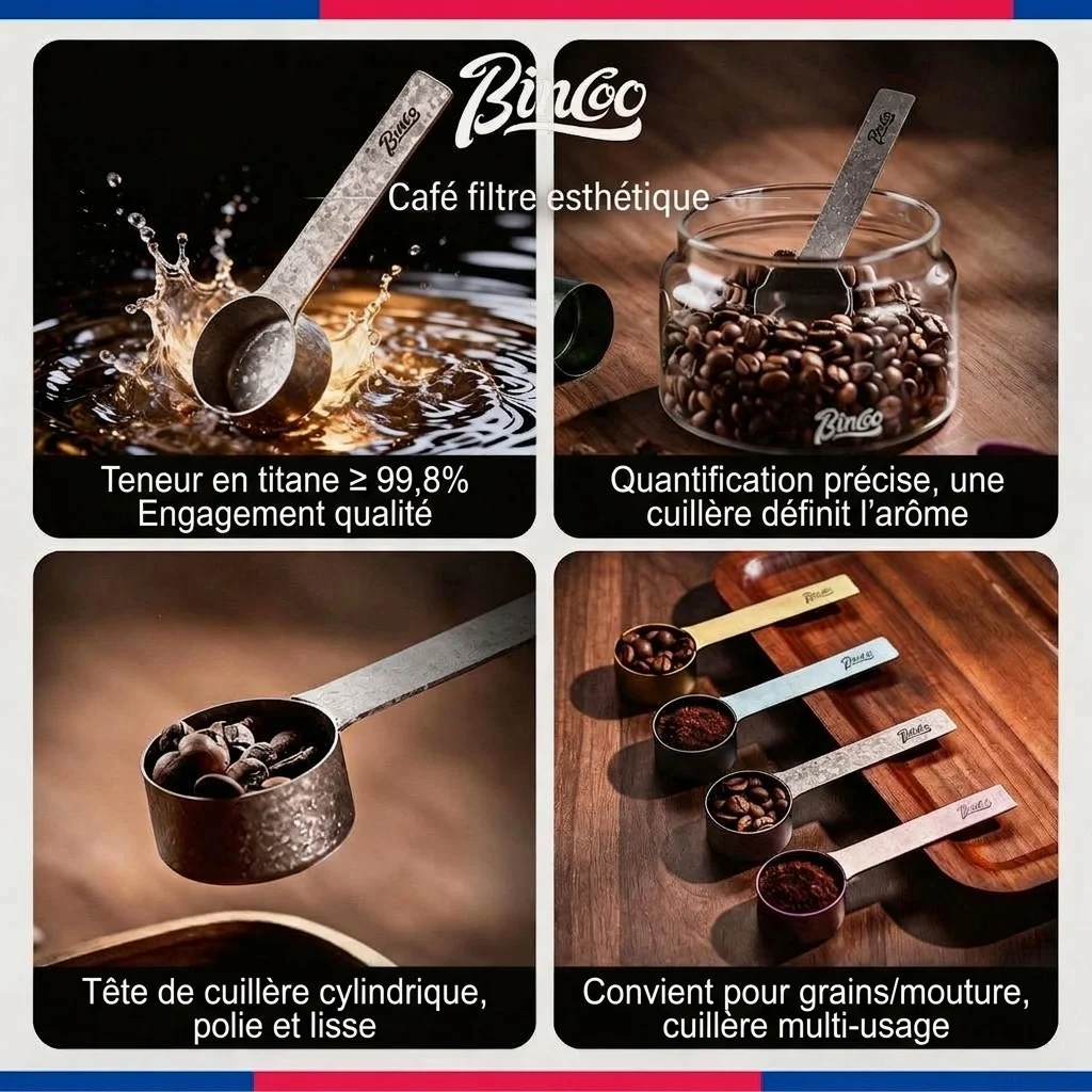 Cuillère doseuse et cuillère à café en titane BinCoo - Multicolore