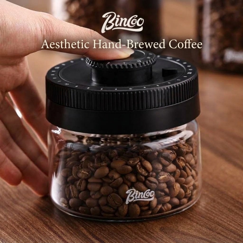 BinCoo Vacuum Sealed Coffee Bean Storage Jar with Date Tracker