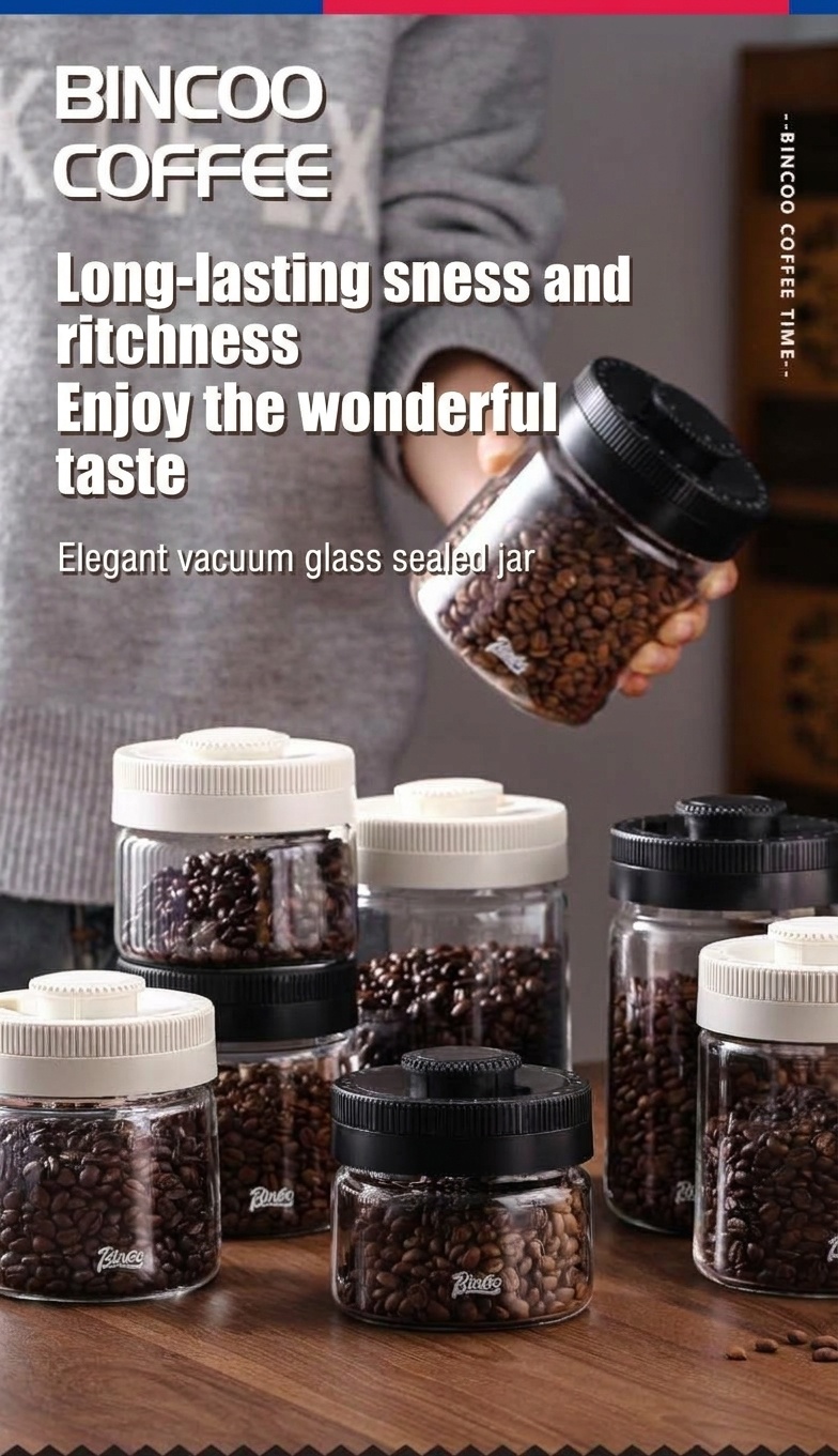 BinCoo Vacuum Sealed Coffee Bean Storage Jar with Date Tracker