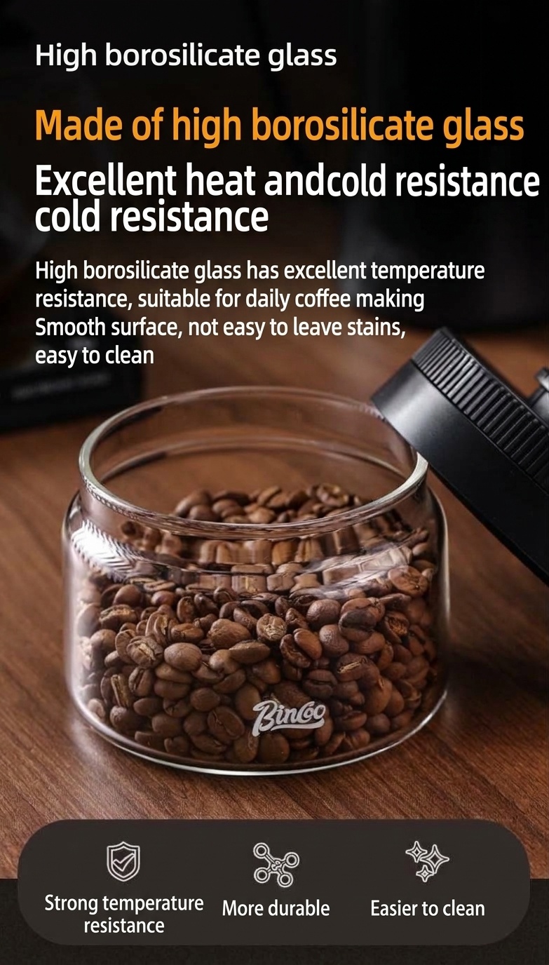 BinCoo Vacuum Sealed Coffee Bean Storage Jar with Date Tracker