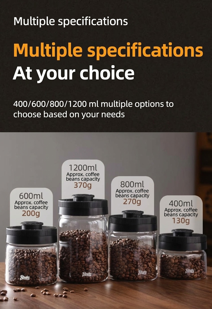 BinCoo Vacuum Sealed Coffee Bean Storage Jar with Date Tracker