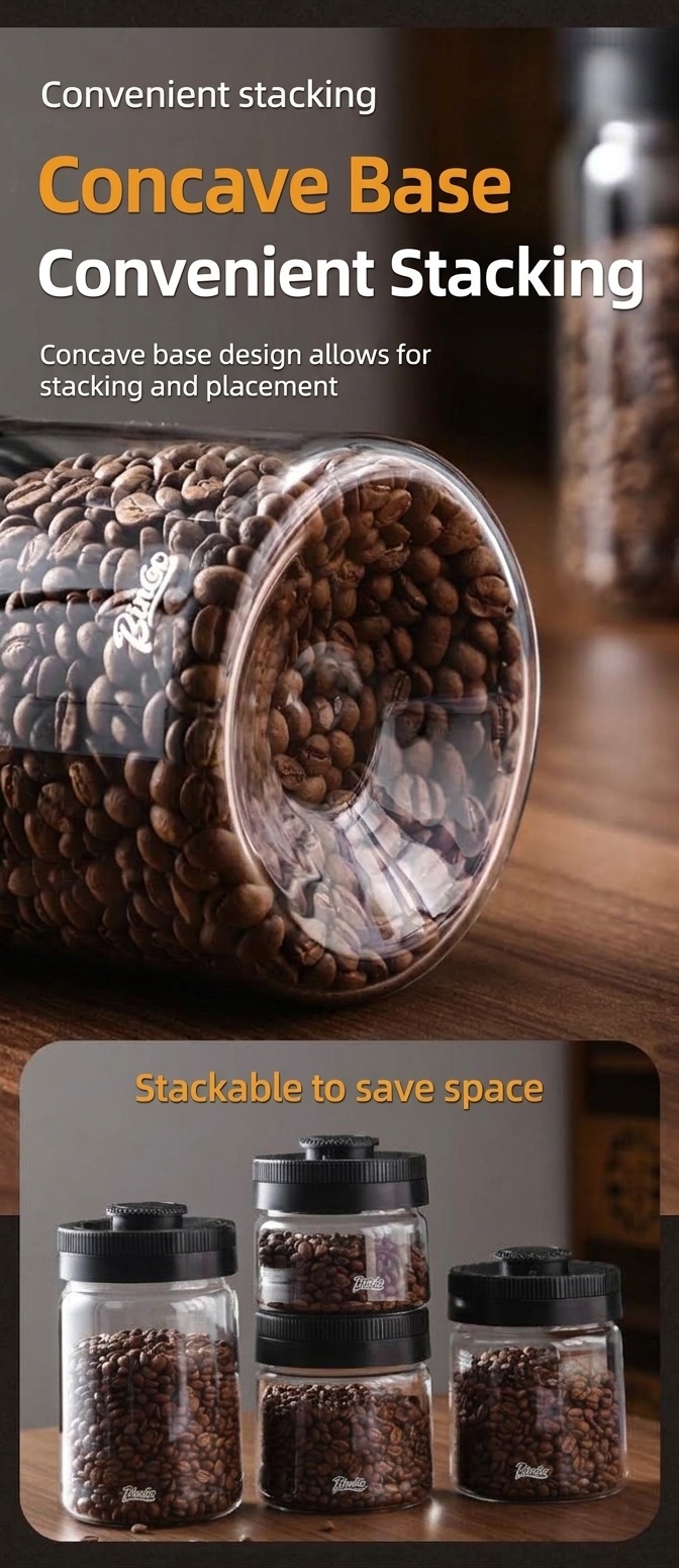 BinCoo Vacuum Sealed Coffee Bean Storage Jar with Date Tracker