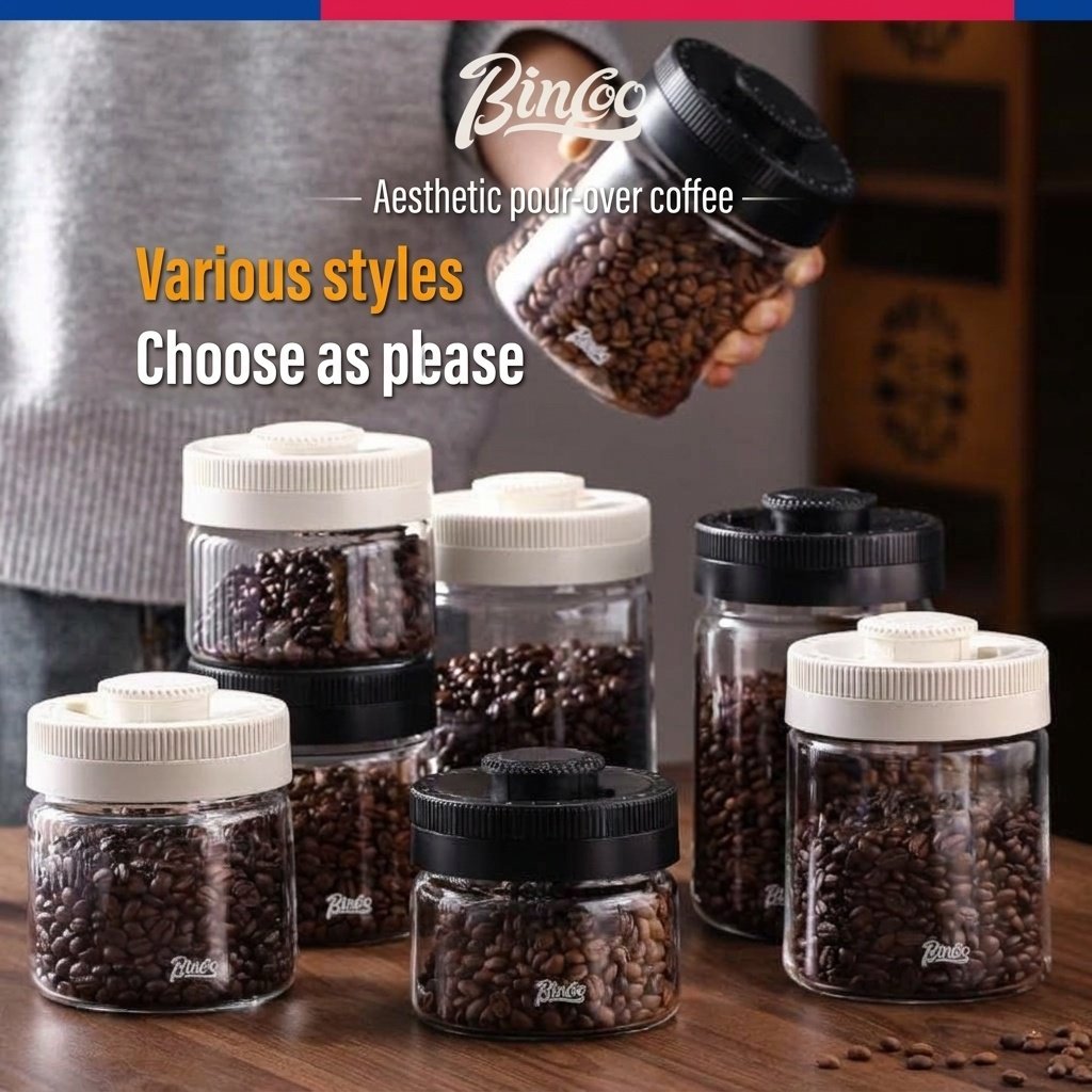 BinCoo Vacuum Sealed Coffee Bean Storage Jar with Date Tracker