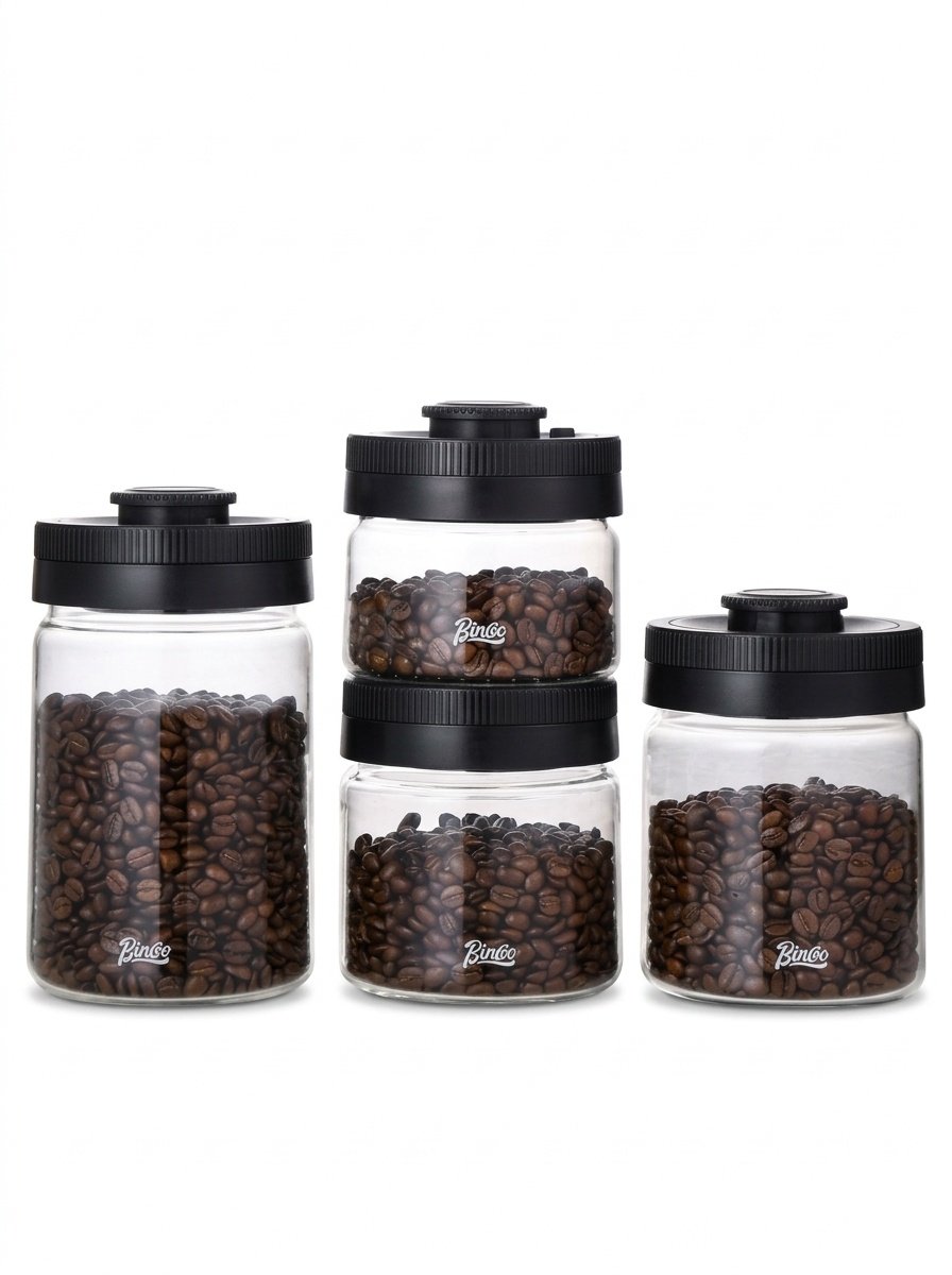BinCoo Vacuum Sealed Coffee Bean Storage Jar with Date Tracker