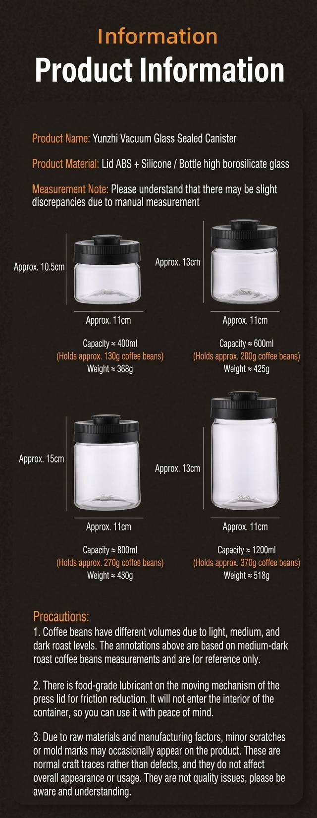 BinCoo Vacuum Sealed Coffee Bean Storage Jar with Date Tracker