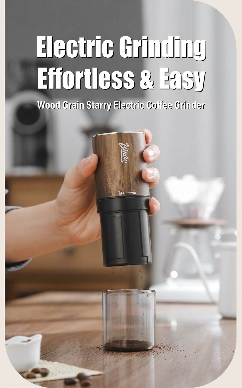 Portable Electric Coffee Grinder with Adjustable Burr & Type-C