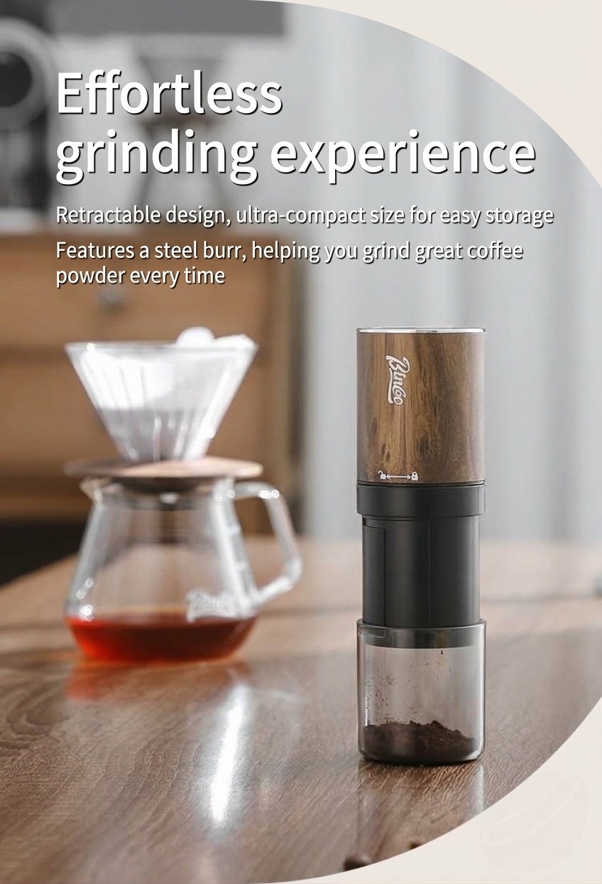 Portable Electric Coffee Grinder with Adjustable Burr & Type-C