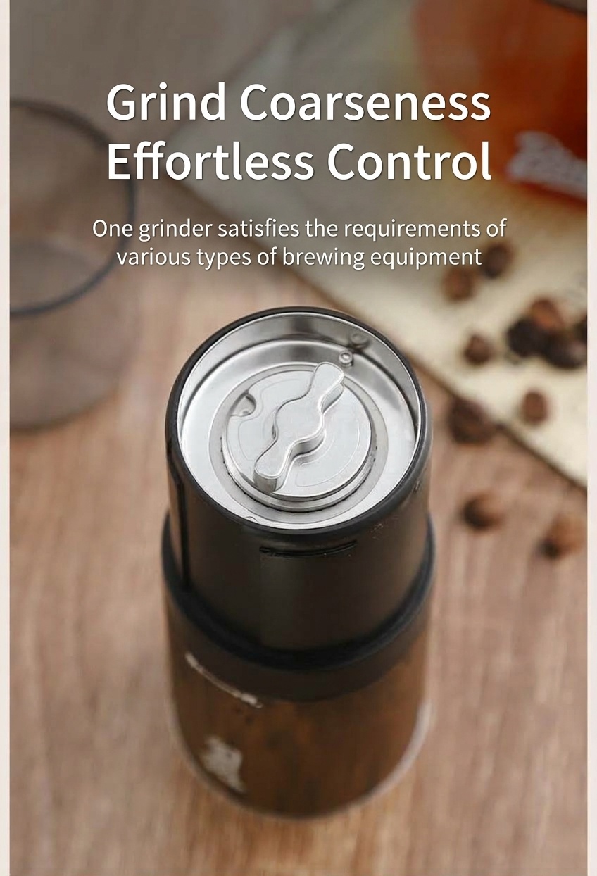 Portable Electric Coffee Grinder with Adjustable Burr & Type-C