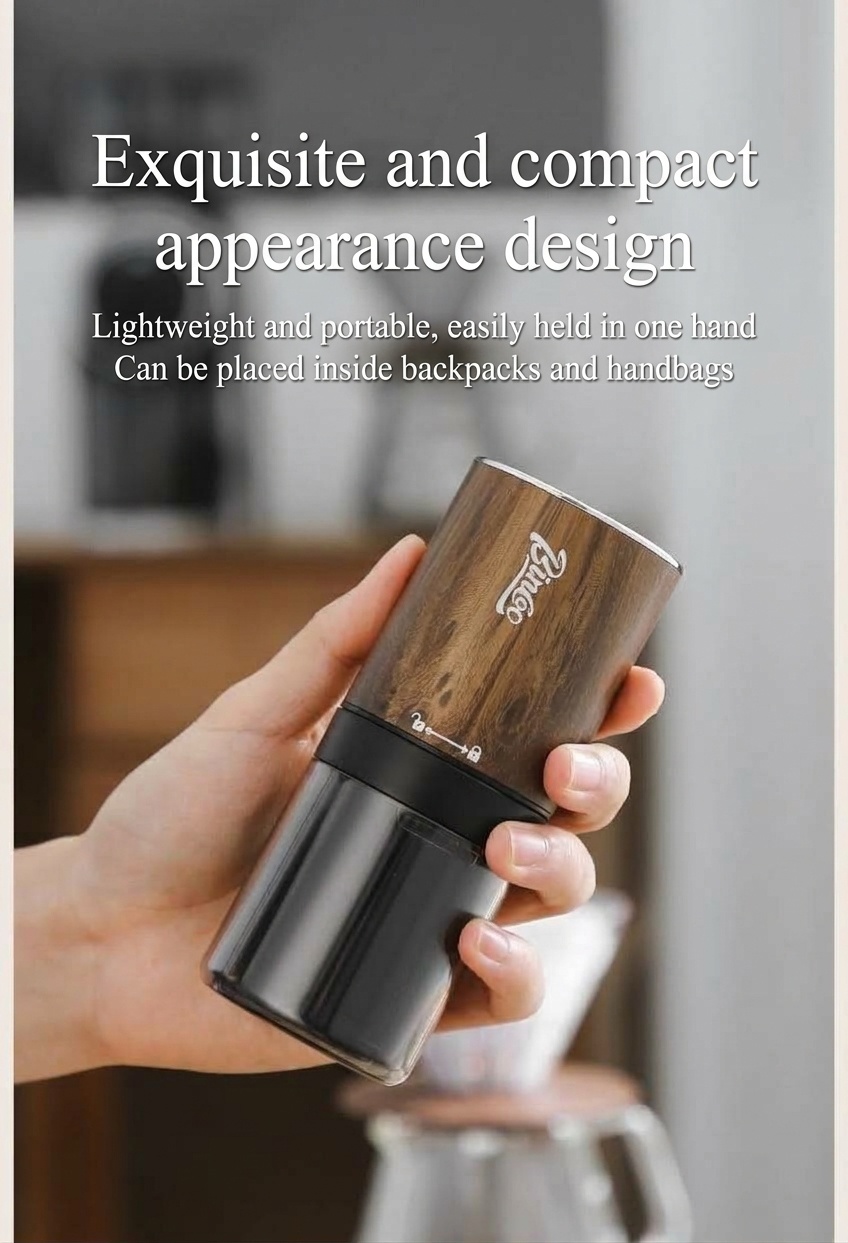 Portable Electric Coffee Grinder with Adjustable Burr & Type-C