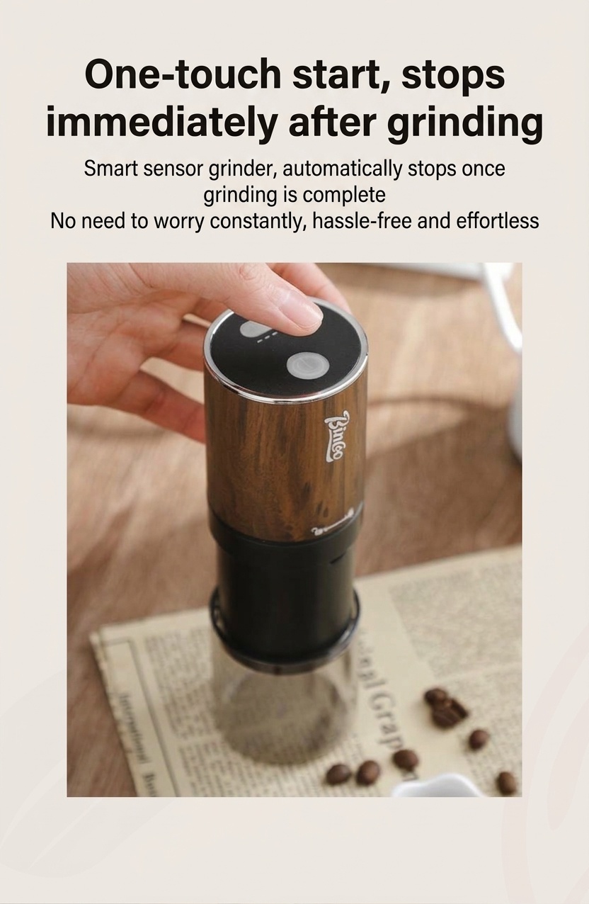 Portable Electric Coffee Grinder with Adjustable Burr & Type-C