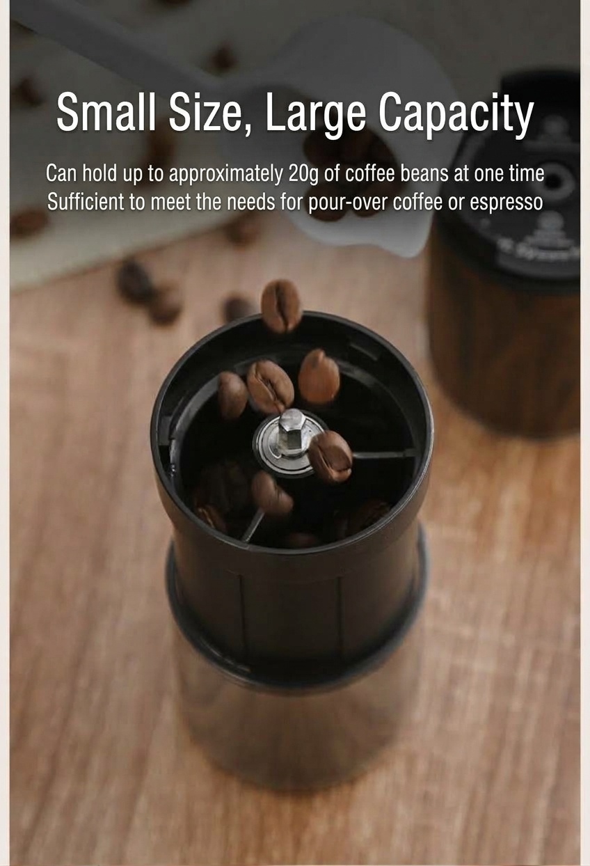 Portable Electric Coffee Grinder with Adjustable Burr & Type-C