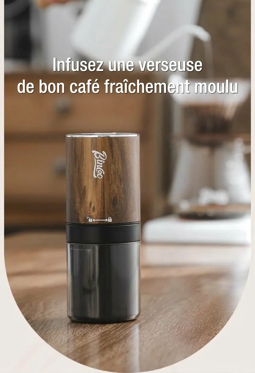 Moulin à café électrique portable avec meule réglable et connecteur de type C
