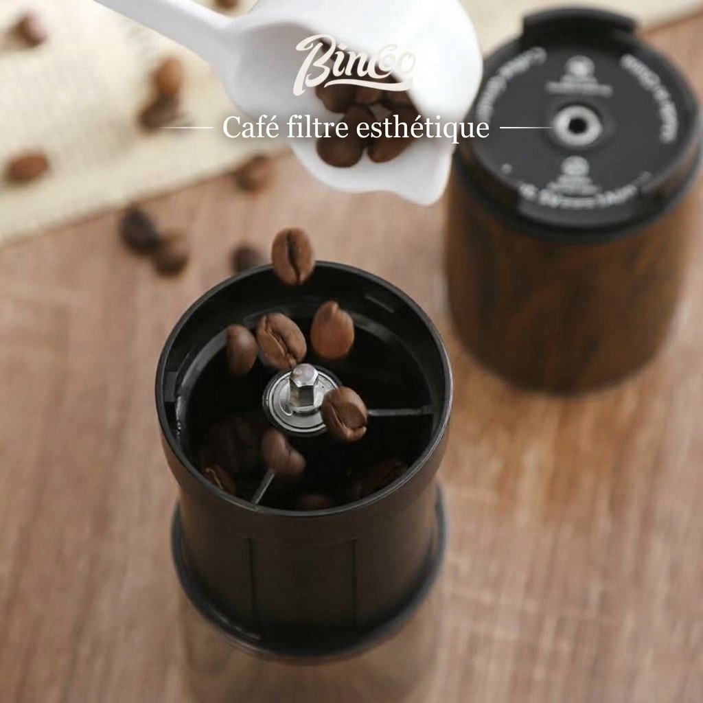 Moulin à café électrique portable avec meule réglable et connecteur de type C