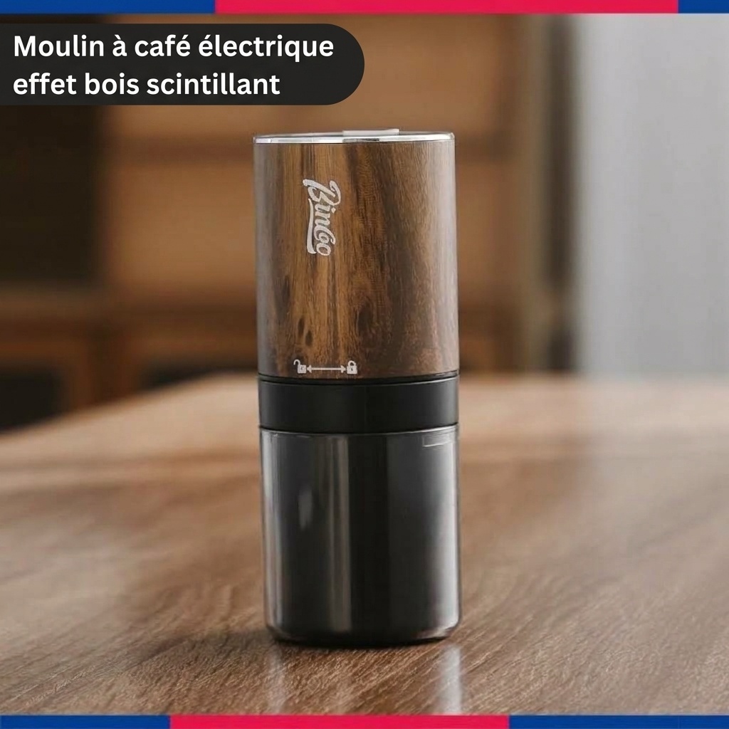Moulin à café électrique portable avec meule réglable et connecteur de type C