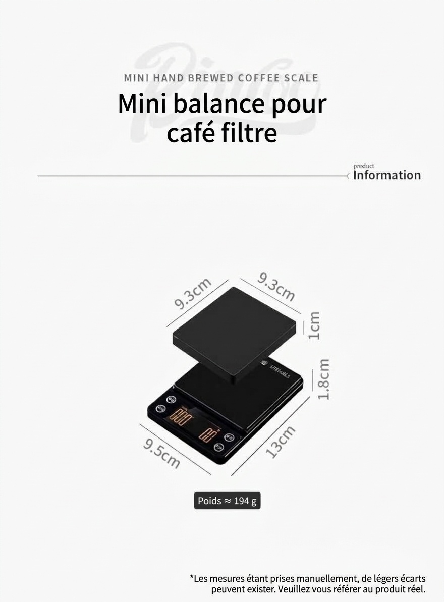 Balance à café numérique Bincoo Mini avec minuteur pour café filtre et expresso