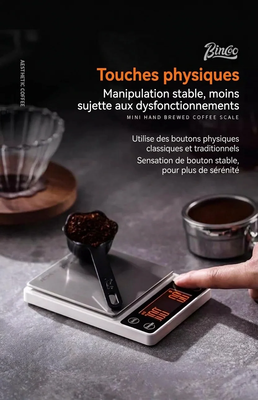 Balance à café numérique Bincoo Mini avec minuteur pour café filtre et expresso