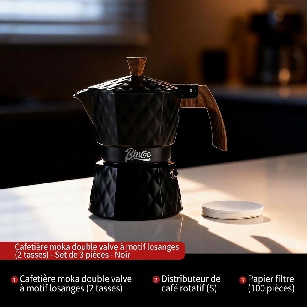 Cafetière électrique Bincoo Premium Moka | Design diamant