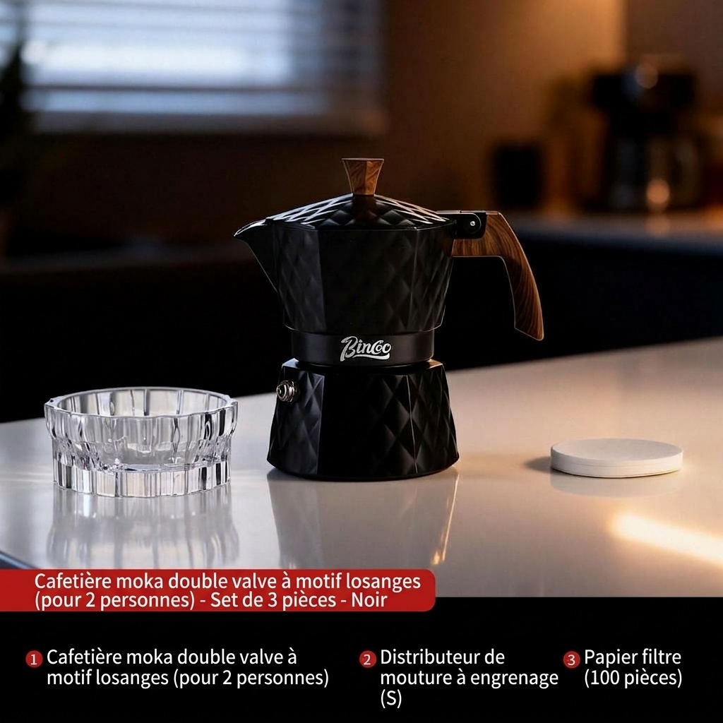Cafetière électrique Bincoo Premium Moka | Design diamant